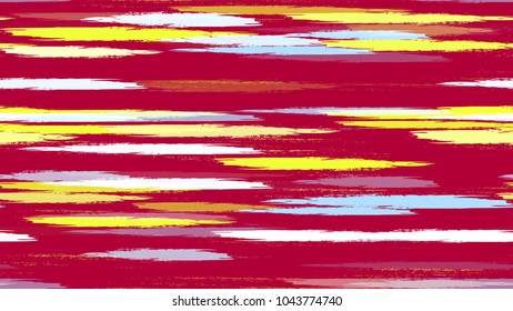 Brush Strokes and Stripes with Watercolor Grunge Effect. Hand Painted Fashion Seamless Pattern. Paint Watercolor Style Stripes. Packaging, Fabric Print Design Background.