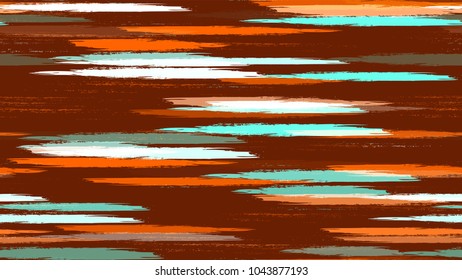 Brush Strokes and Stripes with Watercolor Grunge Effect. Hand Drawn Fashion Seamless Pattern. Dyed Stripes in Watercolor Style. Fabric, Fashion Print Design Background.