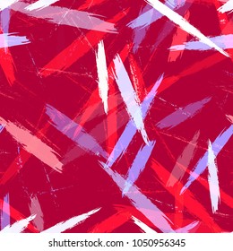 Brush Strokes and Stripes with Watercolor Grunge Effect. Paintbrush Lines Seamless Pattern. Painted Watercolor Style Texture. Fabric, Fashion Print Design Pattern.