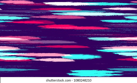 Brush Strokes and Stripes with Watercolor Grunge Effect. Hand Painted Fashion Seamless Pattern. Painted Watercolor Style Texture. Packaging, Fabric Print Design Pattern.