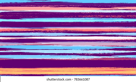 Brush Strokes and Stripes with Watercolor Grunge Effect. Hand Drawn Fashion Seamless Pattern. Painted Watercolor Style Texture. Cloth, Linen, Textile Print Design Pattern.