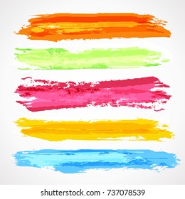 Brush strokes template. Set of colorful sketch stain