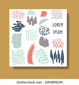 Brush strokes template vector. Colorful artistic creative background. Poster, backdrop, card.