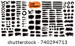 Brush strokes text boxes. Vector paintbrush set. Grunge design elements. Dirty texture banners. Ink splatters. Painted objects.