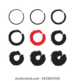 Brush strokes text boxes. Vector paintbrush set. Grunge design elements. Dirty texture banners. Ink splatters. Painted objects. brush logo design , round brush logo design