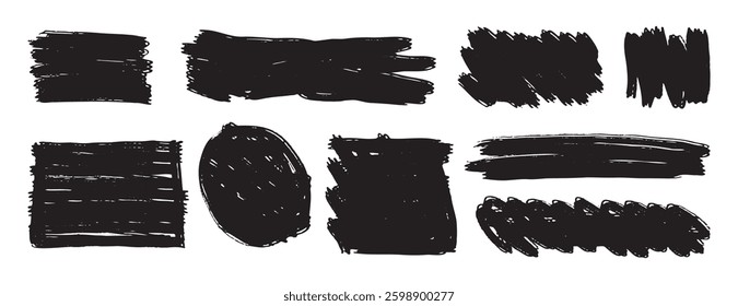 Brush strokes text boxes. Vector paintbrush grunge design elements set. Rectangle text boxes or banners. . Vector illustration