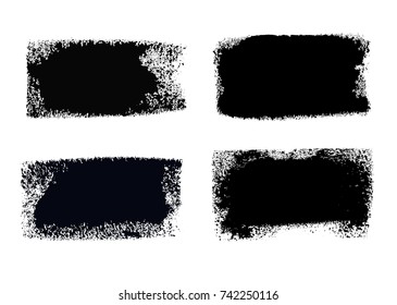 Brush strokes text boxes. Vector paintbrush set. Grunge design elements. Dirty texture banners. Ink splatters. Painted objects.