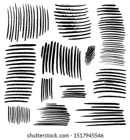 Brush strokes for text fields. Vector brush set. Grunge design elements. Dirty banner texture. Ink splatter. Painted items. Strokes and ink lines.