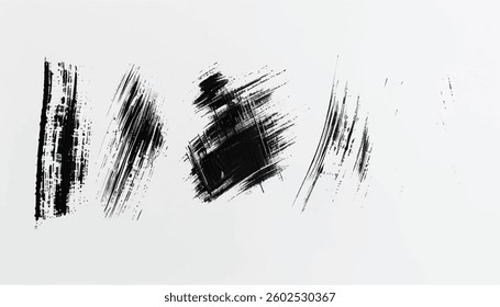 Brush strokes texture. Minimalist Black Brush Strokes on White background. 