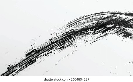 Brush strokes texture. Minimalist Black Brush Strokes on White background. 