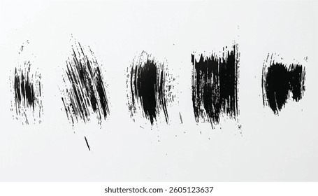 Brush strokes texture. Minimalist Black Brush Strokes on White background. 