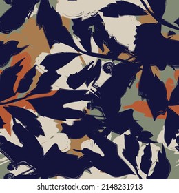 Brush Strokes Tropical Leaf seamless pattern design for fashion textiles, graphics and crafts