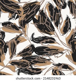 Brush Strokes Tropical Leaf seamless pattern design for fashion textiles, graphics and crafts