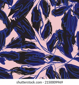 Pincel de rocas de hojas tropicales diseño de patrones sin fisuras para textiles de moda, gráficos y artesanías