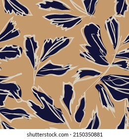 Brush Strokes Tropical Leaf seamless pattern design for fashion textiles, graphics and crafts