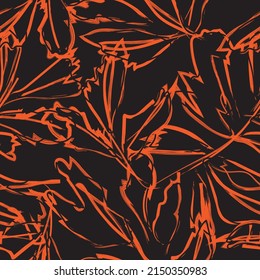 Brush Strokes Tropical Leaf seamless pattern design for fashion textiles, graphics and crafts