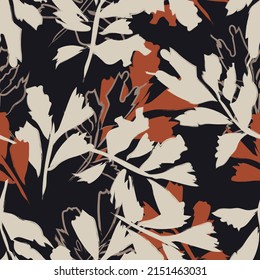 Brush Strokes Tropical Leaf seamless pattern design for fashion textiles, graphics and crafts