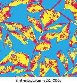 Pincel de rocas de hojas tropicales diseño de patrones sin fisuras para textiles de moda, gráficos y artesanías