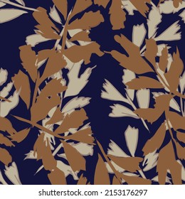 Pincel de rocas de hojas tropicales diseño de patrones sin fisuras para textiles de moda, gráficos y artesanías