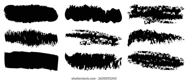 Brush strokes vector background. Brush paint vector set. Pencil squiggles ornament. Painted rectangles and diagonal brush backgrounds. Grunge design elements.
