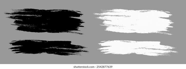 Brush strokes vector bundle. Painted line and rectangle backgrounds collection. Long and wide grunge textures. Hand drawn design elements
