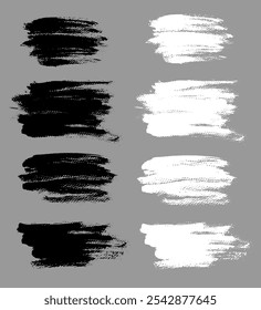 Brush strokes vector bundle. Painted line and rectangle backgrounds collection. Long and wide grunge textures. Hand drawn design elements