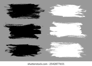 Brush strokes vector bundle. Painted line and rectangle backgrounds collection. Long and wide grunge textures. Hand drawn design elements