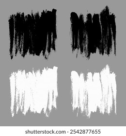 O pincel traça o conjunto de vetores. Coleção de planos de fundo de linhas e retângulos pintados. Texturas grunge longas e largas. Elementos desenhados à mão