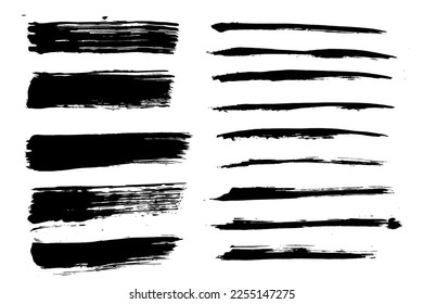 Brush strokes vector bundle. Rectangle and lines paintbrush set. Painted lines and long shapes. Grunge design elements. Dirty distress texture