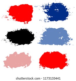 brush strokes vector collection. Set of bright funky hand painted grunge background. Paint line Abstract ink texture, design elements borders or frames.