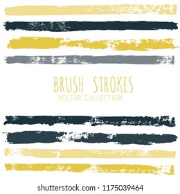 brush strokes vector collection. Set of bright funky hand painted grunge background.  Paint line Abstract ink texture, design elements borders or frames.