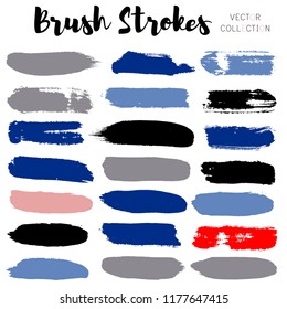 brush strokes vector collection. Set of bright funky hand painted grunge background. Paint line Abstract ink texture, design elements borders or frames.