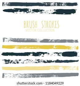 brush strokes vector collection. Set of bright funky hand painted grunge background.  Paint line Abstract ink texture, design elements borders or frames.