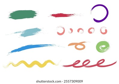 Brush strokes vector. Colorful set of text boxes. Paintbrush collection. Dirty brush texture banners.