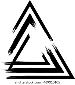 Brush strokes vector .Grunge Banners, Insignias,stamps,Icons, Labels and Badges. Retro shapes for Emblems.Triangle Frame Design.