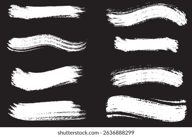  brush strokes vector illustration, abstract grunge texture on white background. Straight long hand drawn stripes background. Abstract black ink grungy lines, borders, emphasis underlines . 
