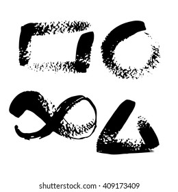Brush strokes vector illustration. Isolated black geometrical figures on white background.
