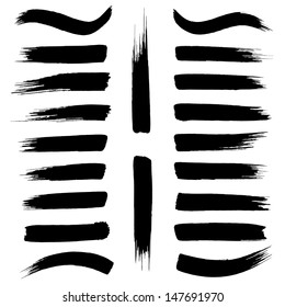 Brush strokes vector on a white background.
