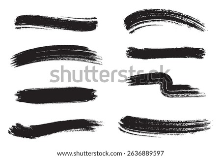 Brush strokes vector. Paint, ink brush, brush strokes, brushes, lines, frames, buttons, grungy rough grunge thick paint line texture. Ink brush stroke set, black grunge smear collection . 