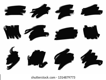Brush strokes. Vector paintbrush set. line or texture. Dirty artistic design element. box. frame or background for text.