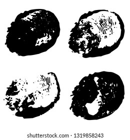 Brush strokes. Vector paintbrush set. Round grunge design elements. Frames for text. Dirty texture banners. Ink splatters. Painted objects.