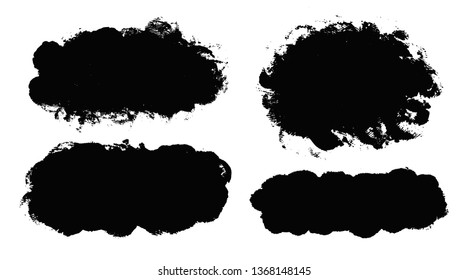  Pulsaciones de pincel. Conjunto de pincel vectorial. Elementos de diseño gruesos. Cuadro de texto redondeado y rectángulo. Pancartas sucias de textura de distrés. Placas de tinta. Objetos pintados gruesos.
