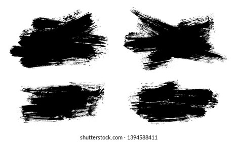 Brush strokes. Vector paintbrush set. Grunge design elements. Burst rectangle text boxes. Dirty distress texture banners. Ink splatters. Grungy painted speech bubbles.