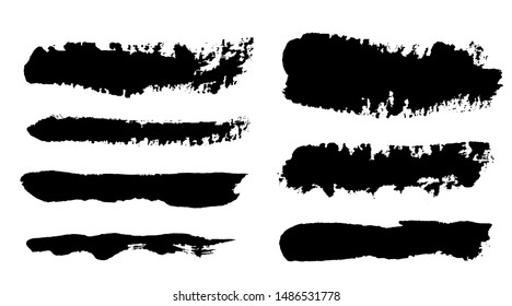  Pulsaciones de pincel. Conjunto de pincel vectorial. Elementos de diseño gruesos. Cuadro de texto Rectángulo. Pancartas sucias de textura de maleza. Placas de tinta. Pancartas pintadas gruesas.