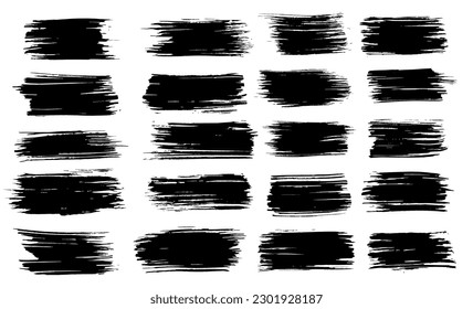 Brush strokes. Vector paintbrush set, brush strokes templates. Grunge design elements. 