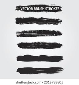 Brush strokes. Vector paintbrush set. Grunge design elements. Rectangle text boxes