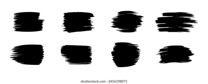 Pinceladas. Juego de pinceles de Vector. Elementos de diseño Grunge. Salpicaduras de tinta. Objetos pintados sucios.