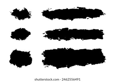 Pinceladas. Juego de pinceles de Vector. Elementos de diseño Grunge. Cuadros de texto rectangulares. Sucios Anuncios de textura de socorro.