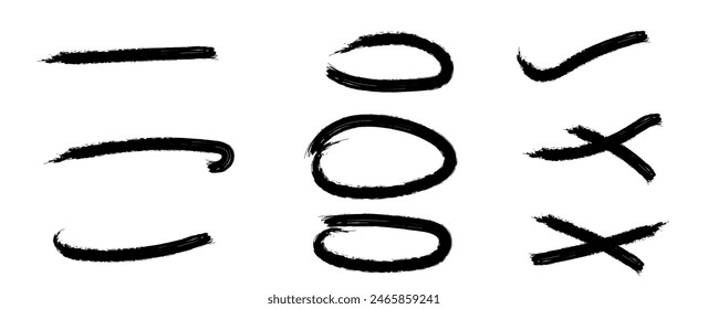 Brush strokes. Vector paintbrush set, brush strokes templates. Grunge design elements. Long text boxes. Dirty distress texture banners. set of grunge artistic brush strokes