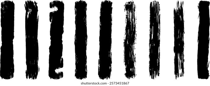 Brush strokes. Vector paintbrush set icon, Grunge design elements, brush strokes templates. Dirty distress texture banners. Painted rectangles and long strokes